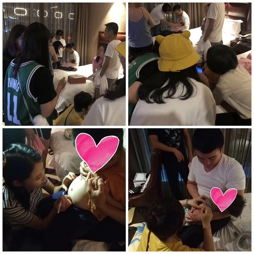 工作人员为小胖威利患者注射长效生长激素